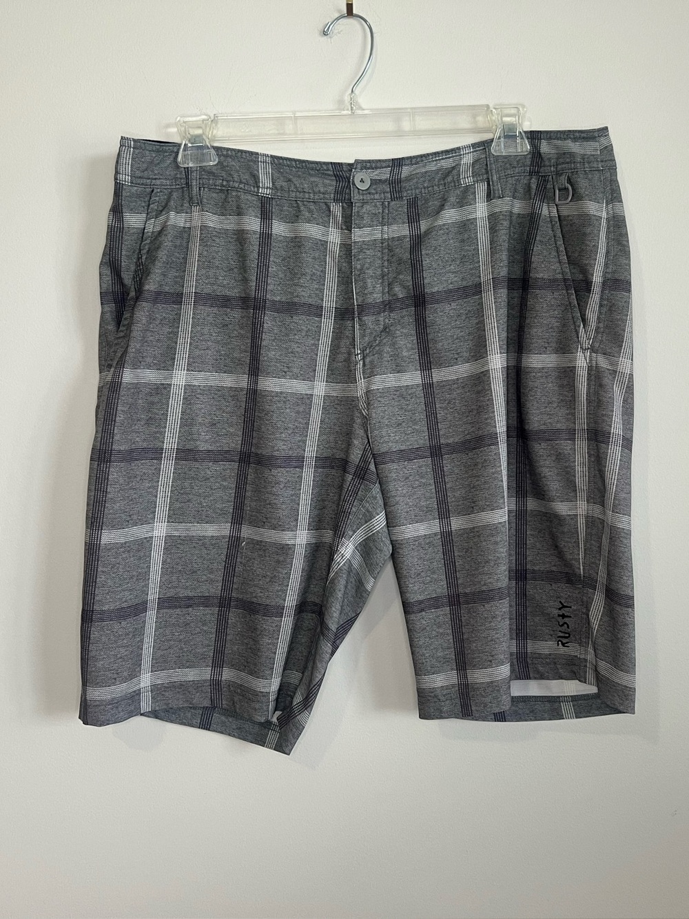 Rusty Gray Plaid Hybrid Shorts